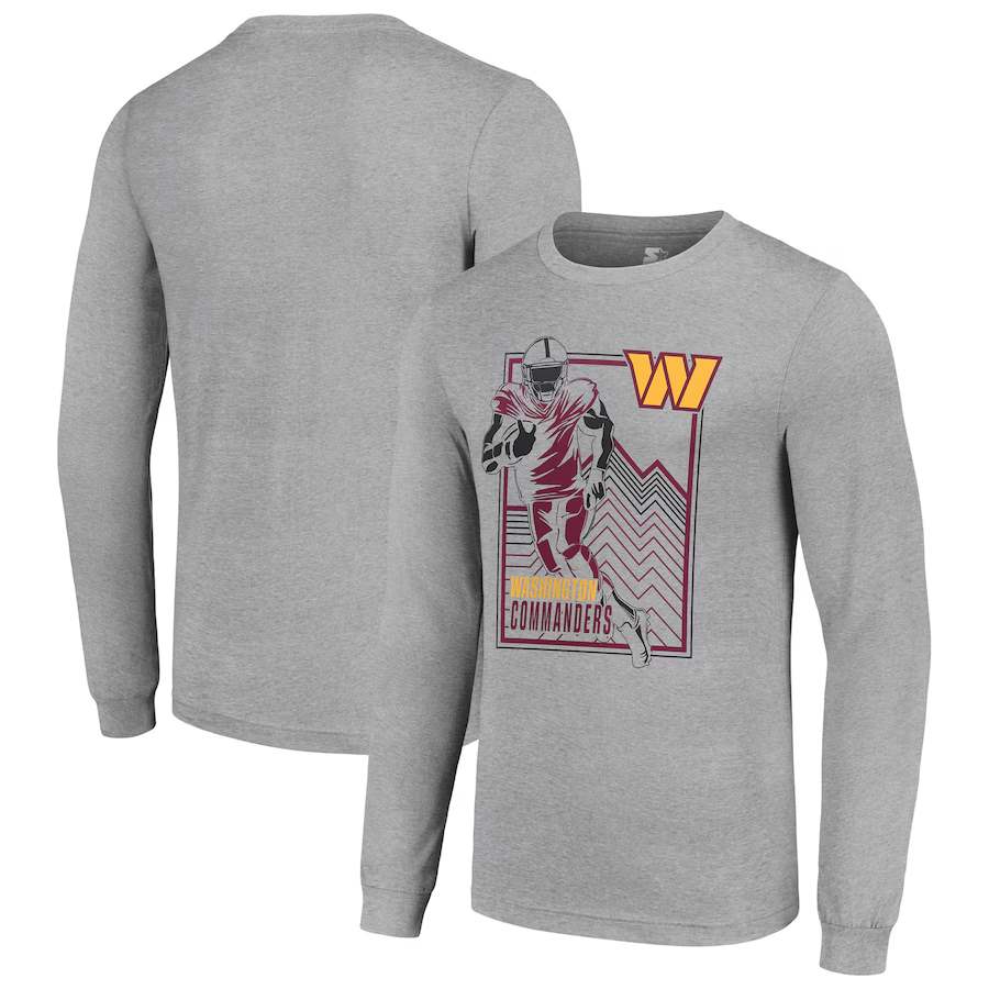 Men Washington Commanders grey 2024 NFL Long sleeve T Shirts->nfl t-shirts->Sports Accessory